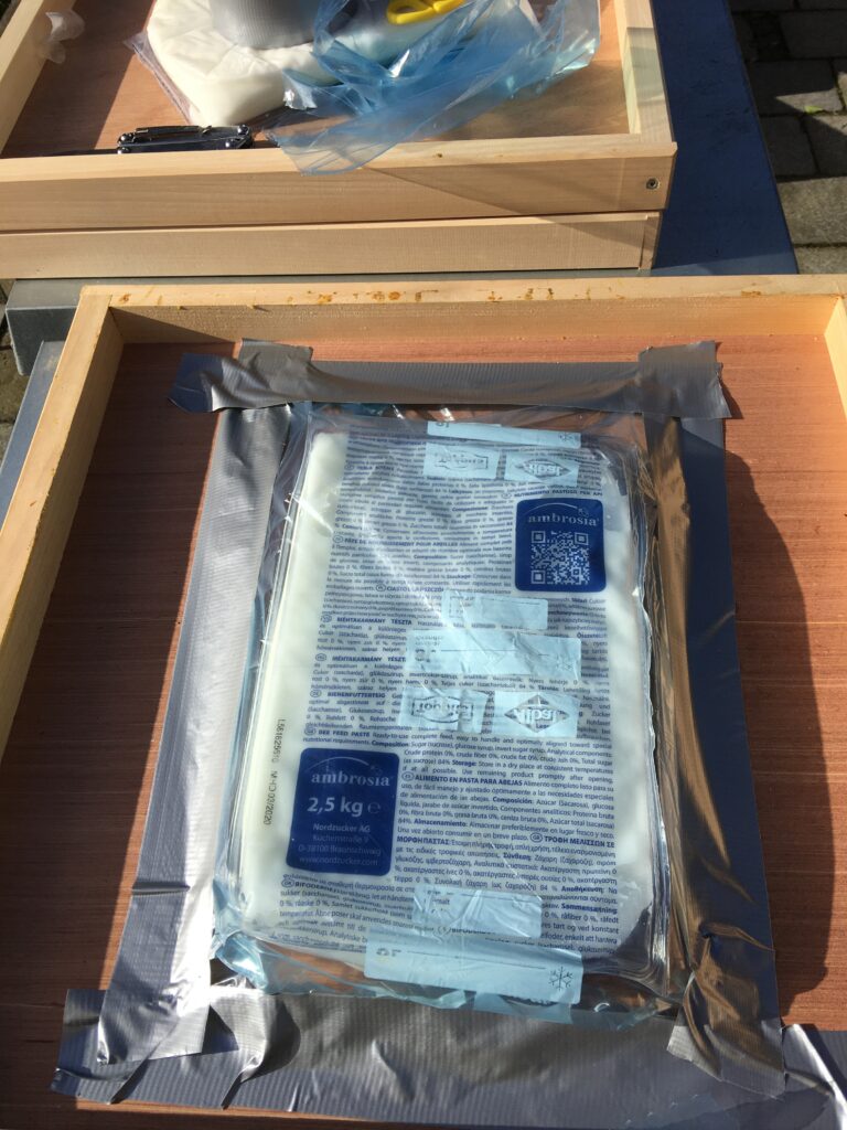 Futterteig auf Dadant aufsetzen 1